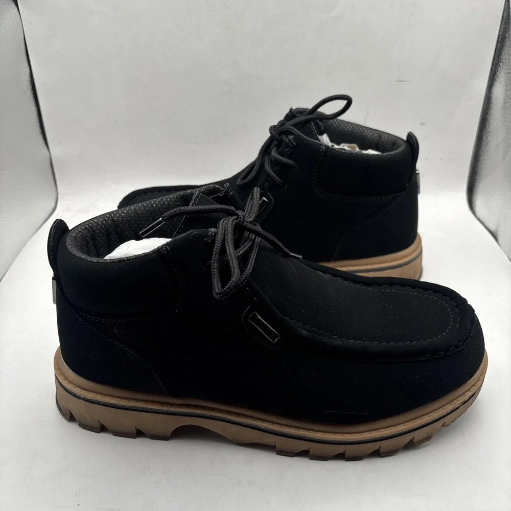LUGZ Mens‎ Sz 9.5 Fringe Chukka Deep Black Ankle Boots Thick Tread City Preppy